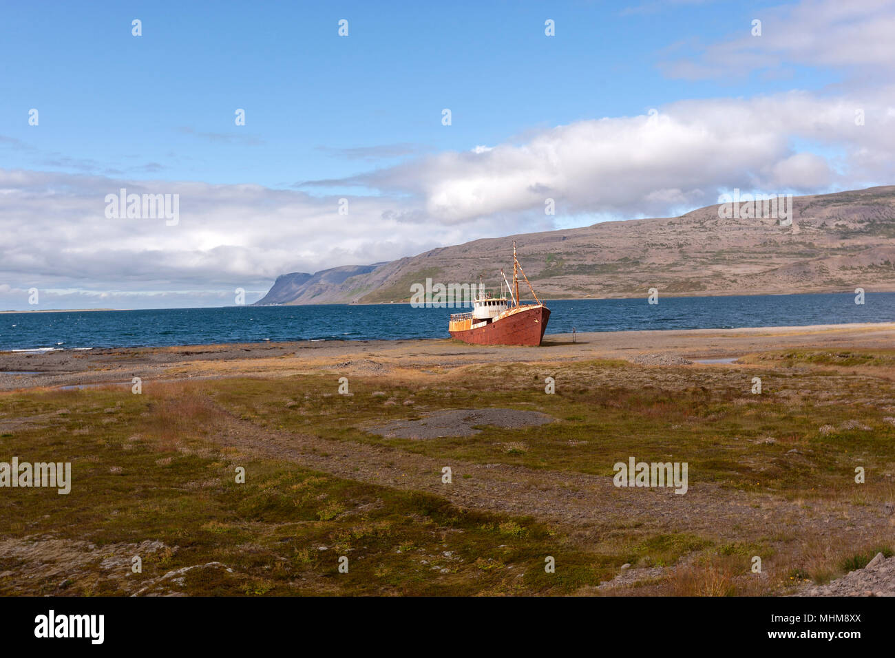 Garoar BA 64 shipwreck, Patreksfjoerour, Vestfiroir, Iceland Stock Photo -  Alamy