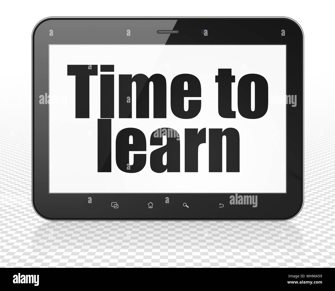 Studying concept: Tablet Pc Computer with Time to Learn on display ...