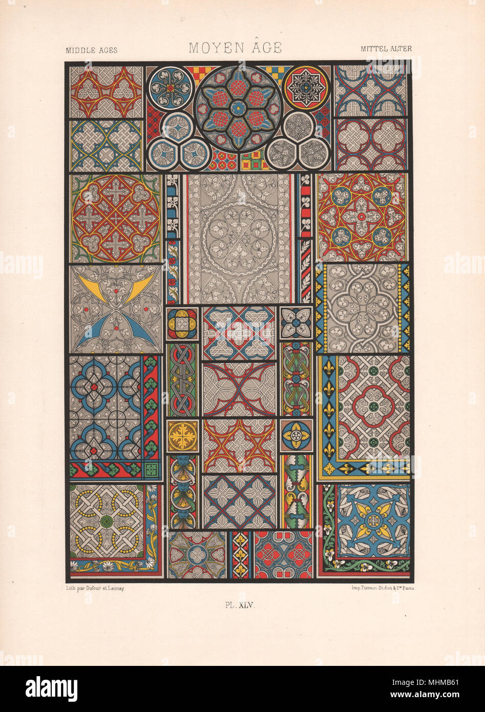 RACINET ORNEMENT POLYCHROME 45 Medieval decorative arts patterns motifs c1885 Stock Photo