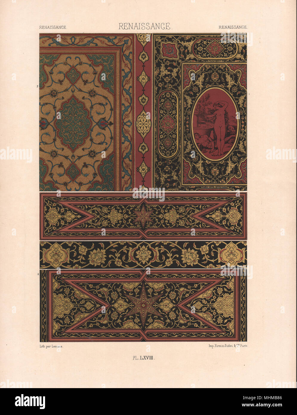 RACINET ORNEMENT POLYCHROME 68 Renaissance decorative arts patterns motifs c1885 Stock Photo