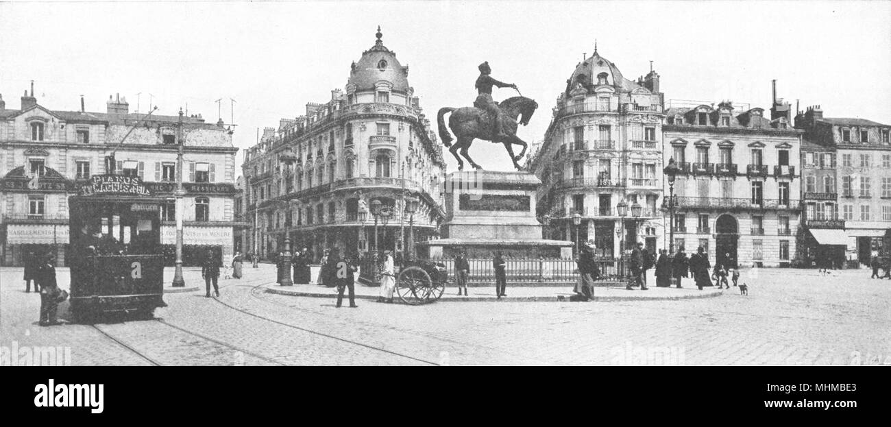 LOIRET. Orléans. Pl Martroi statue Jeanne D'arc (Par Foyatier)  1900 old print Stock Photo