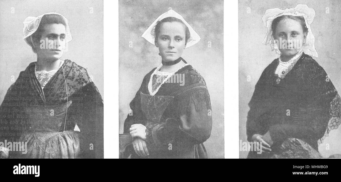 MORBIHAN. Jeunes Filles D'hennebont, D'auray et de L'ile de Batz 1900 print Stock Photo