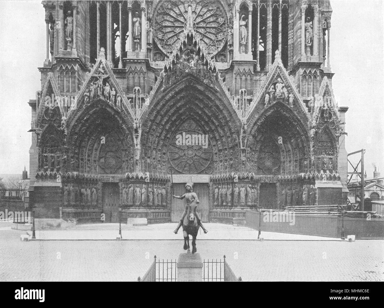 Tirage Photographique Vintage - Reims, Place Royale Et Cathédrale - Vers 1905