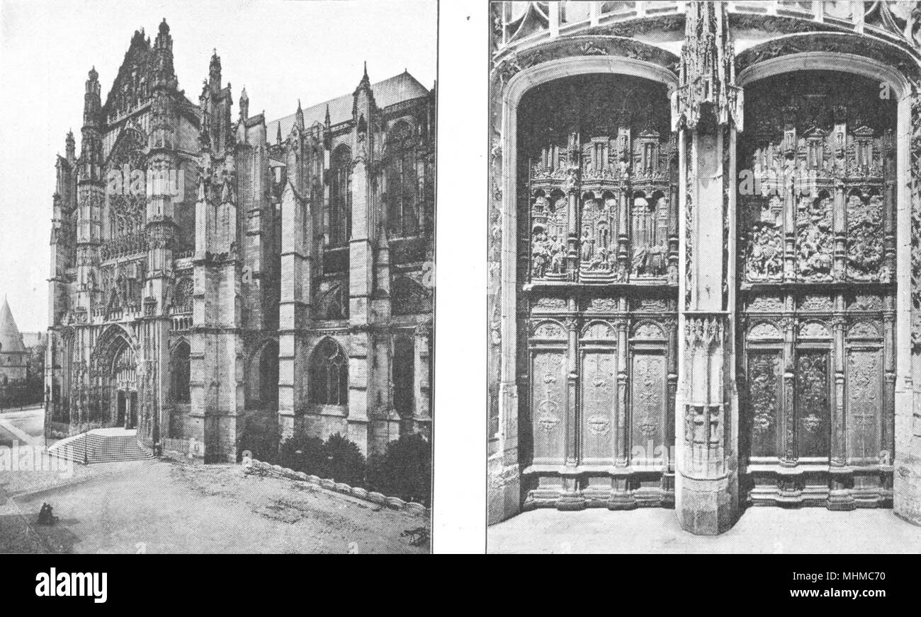 OISE. Cathédrale de Beauvais. portail; Portes 1900 old antique print picture Stock Photo