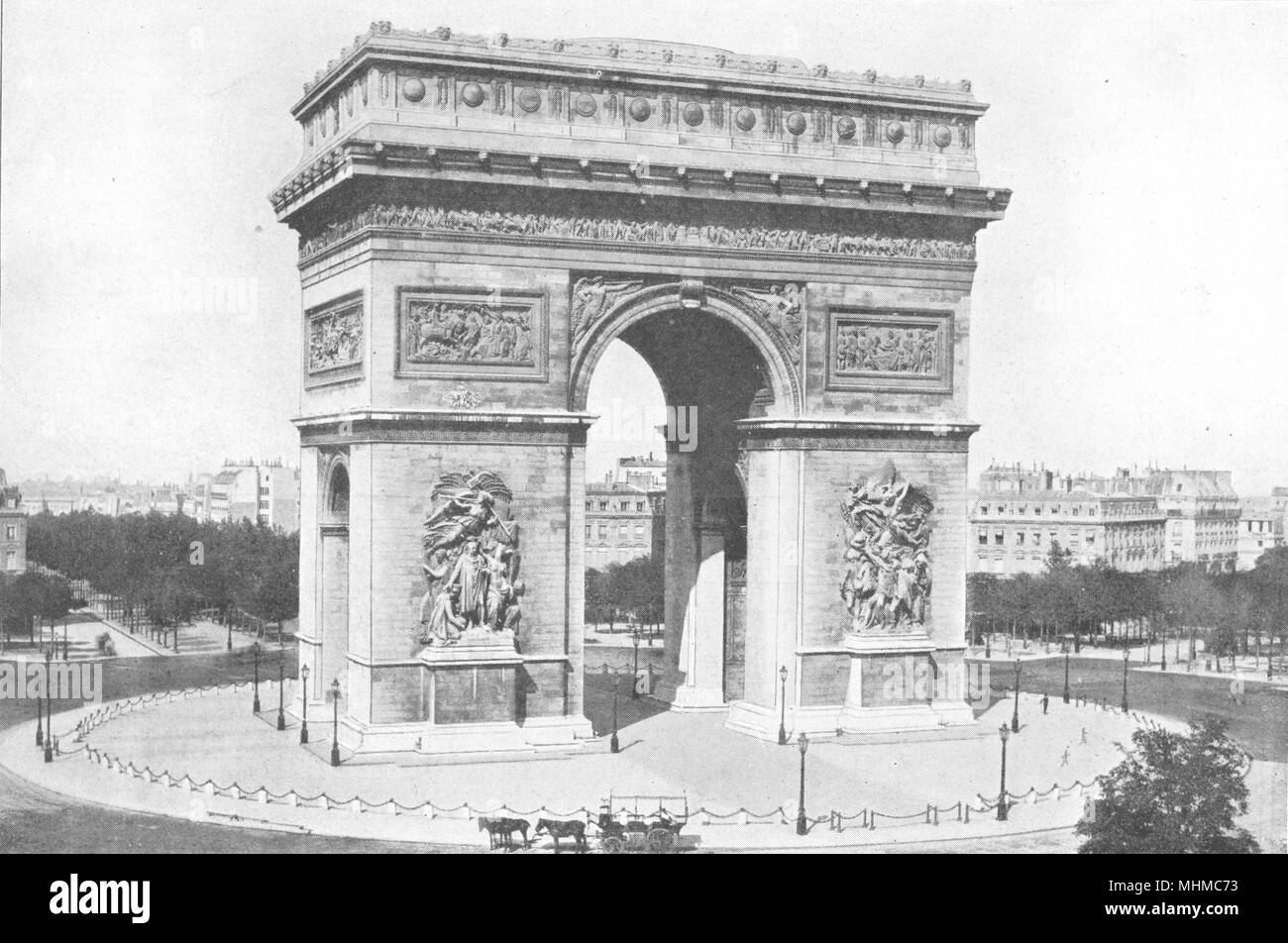 Antique engraving Arc de Triomphe PARIS