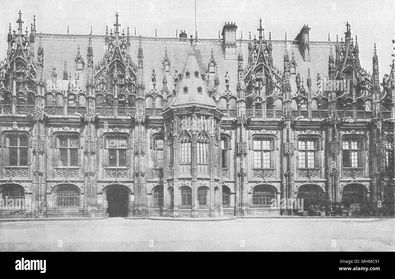 SEINE- MARITIME. Rouen. Palais de Justice, Façade sur la cour 1900 old print Stock Photo