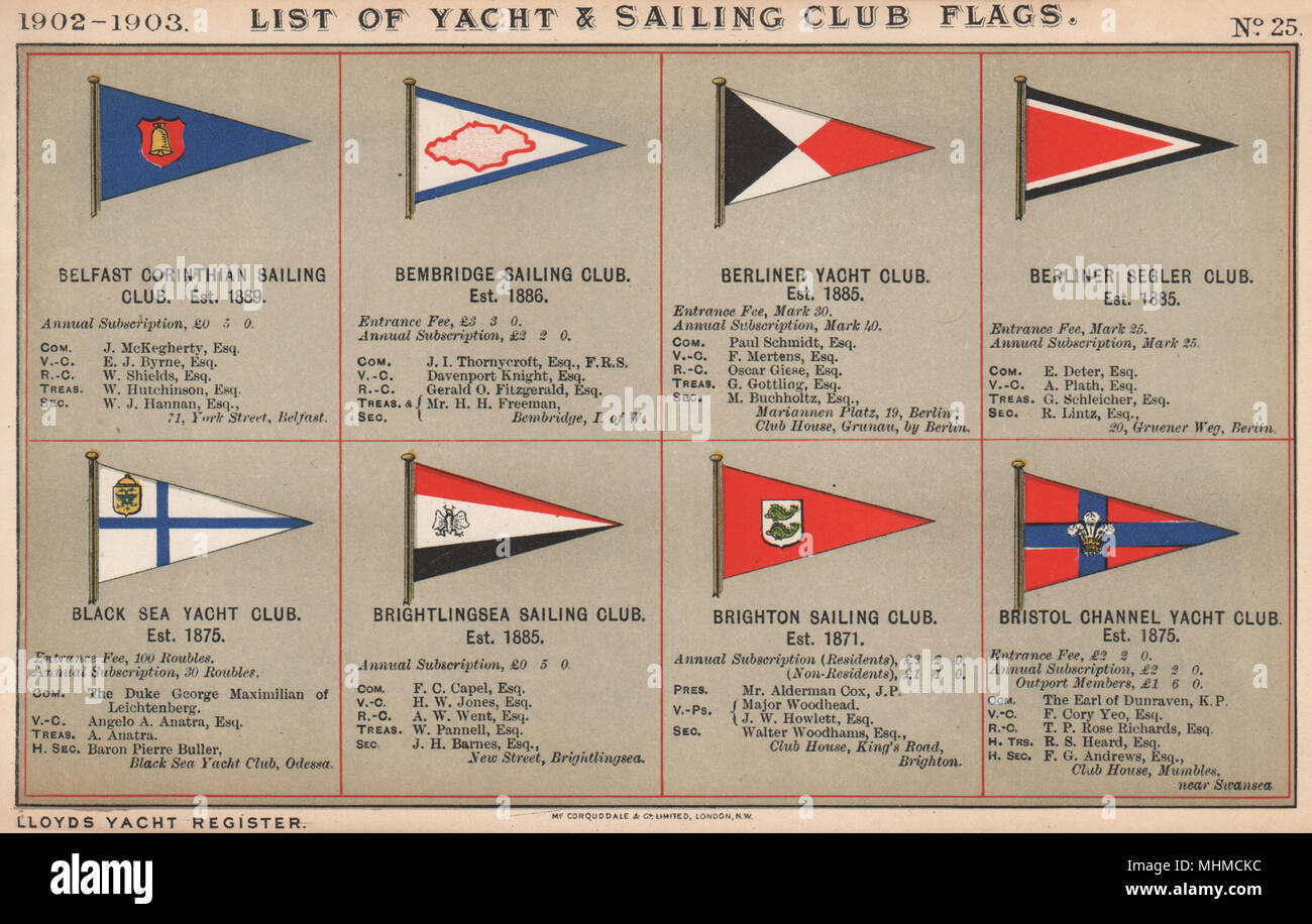 YACHT & SAILING CLUB FLAGS B. Belfast Corinthian Bristol Channel 1902