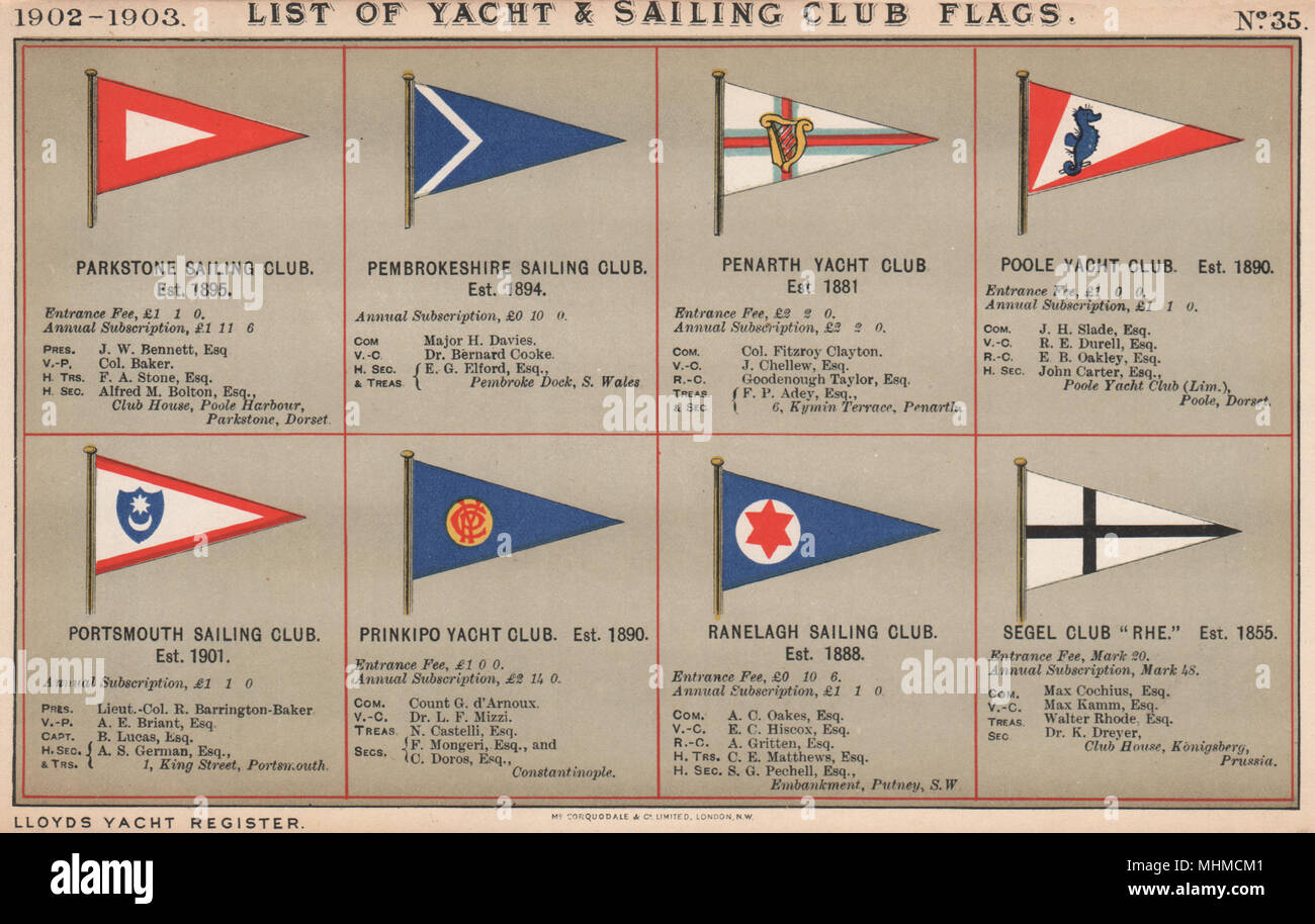 YACHT & SAILING CLUB FLAGS PR. Parkstone Poole Portsmouth Rhe