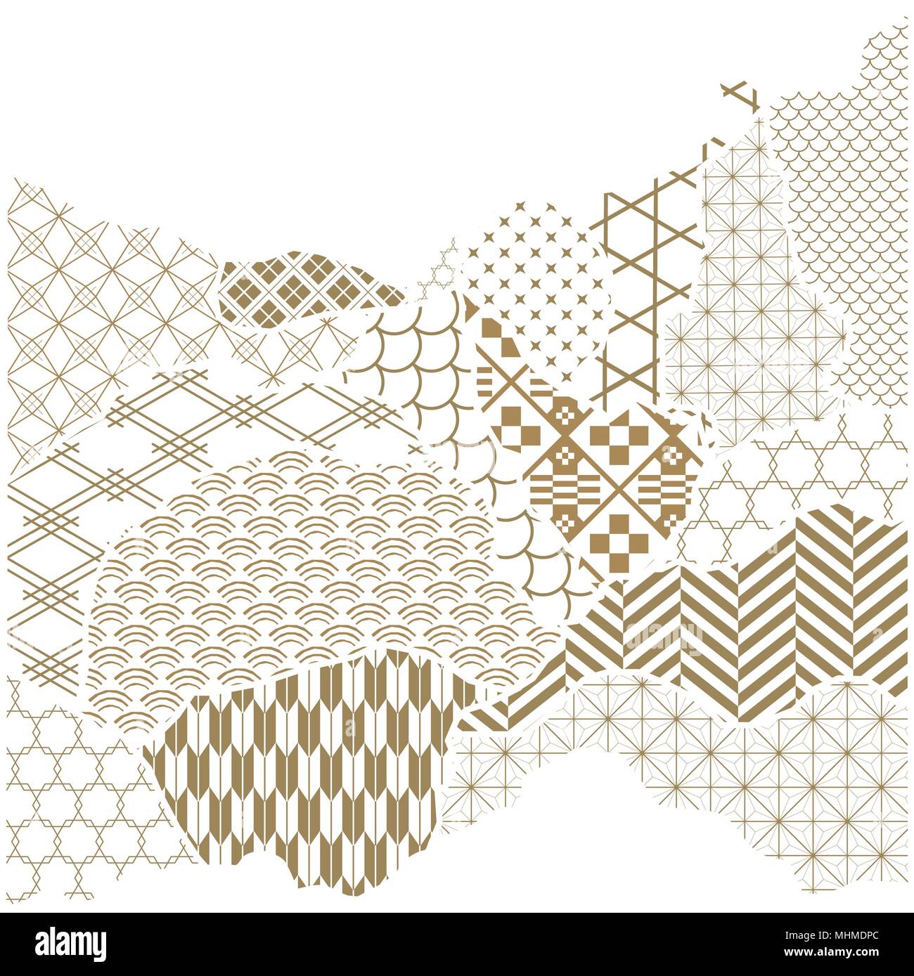 japanese pattern vector gold geometric background in paper collage