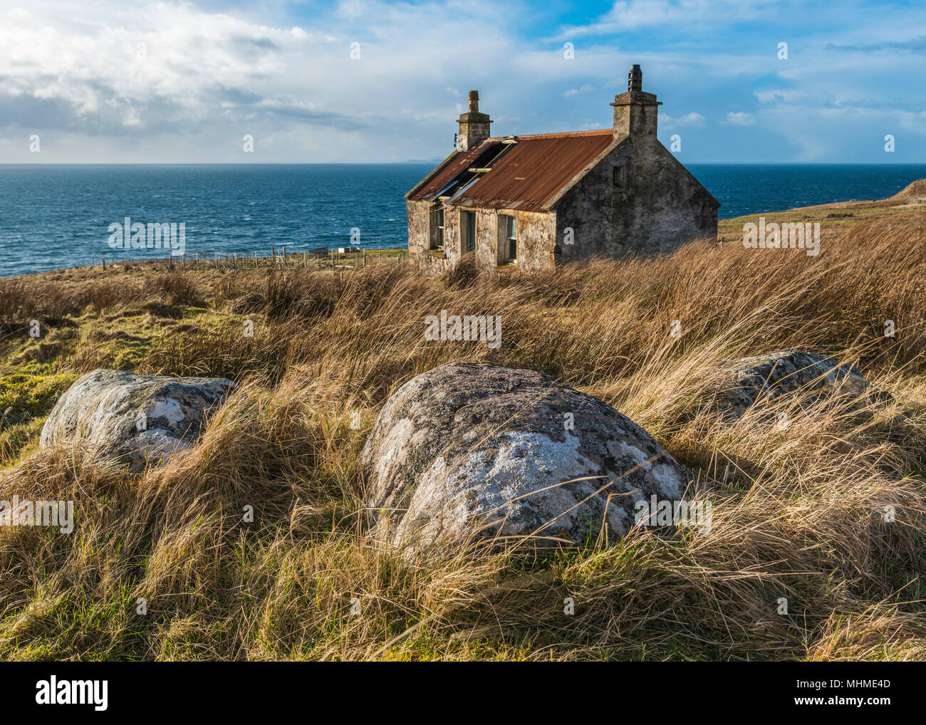 Deserted croft on the west coast of Scotland in Wester Ross near Gairloch Stock Photo