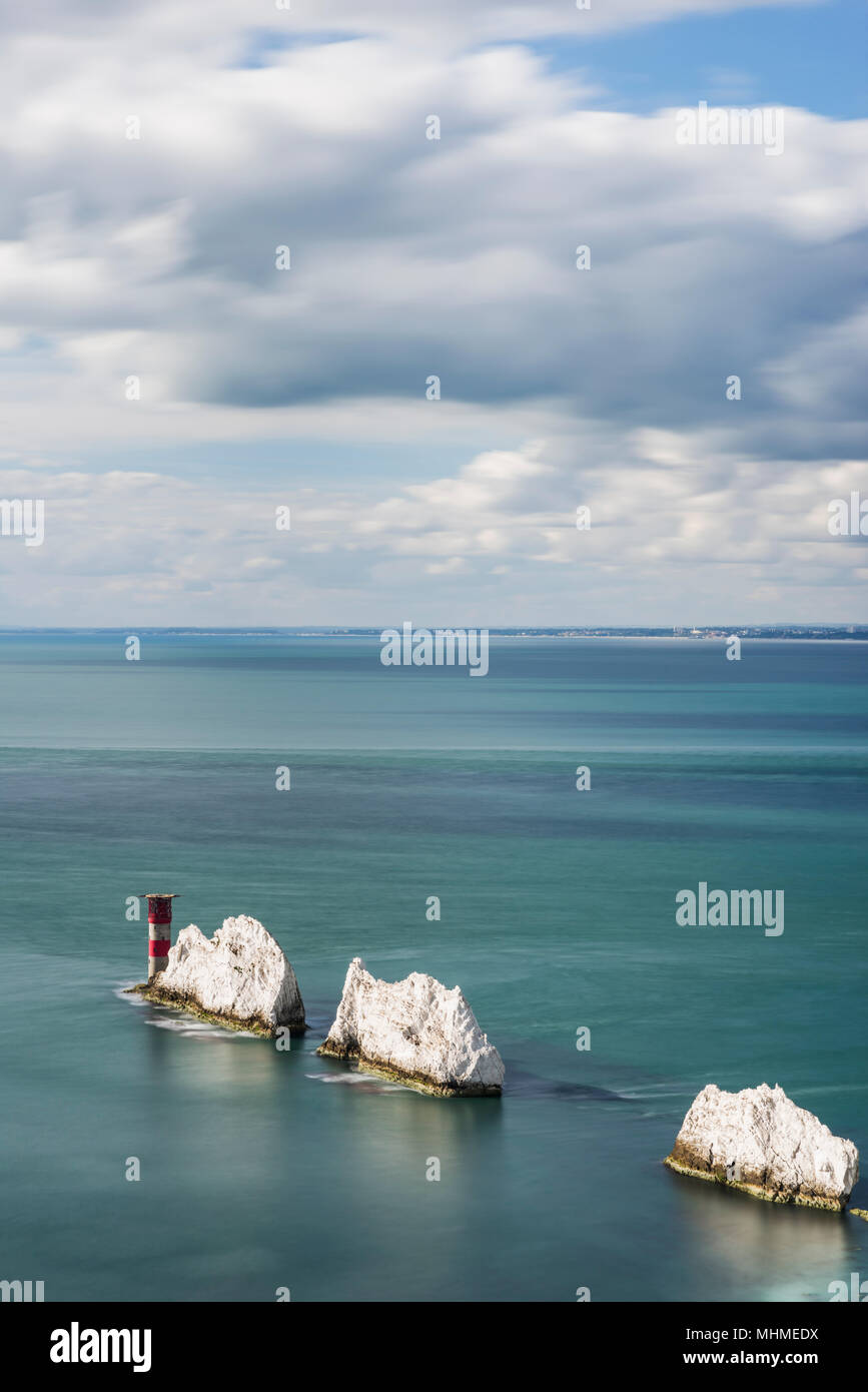 The Needles on the west coast of the Isle of Wight, Hampshire, England Stock Photo