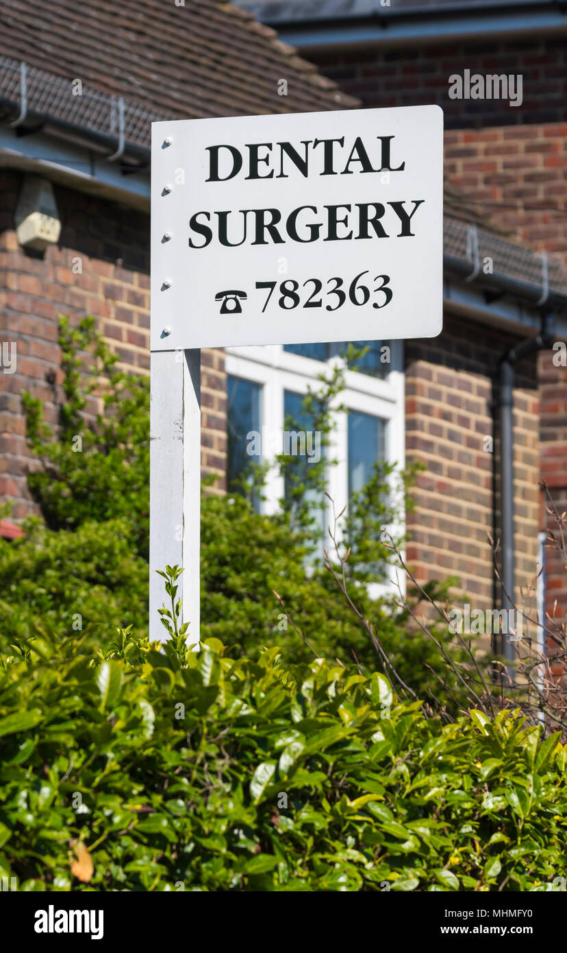 Dental surgery sign in the UK. Dentist surgery. Dentists practice. Stock Photo