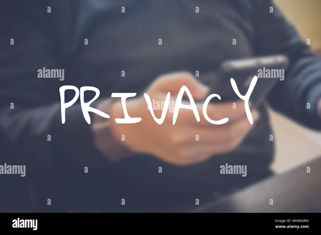 Privacy word with business blurring background Stock Photo