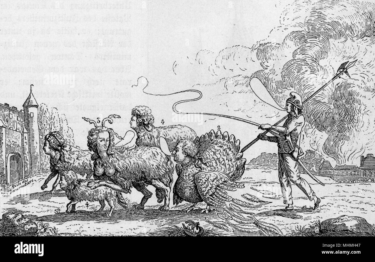 French Revolutionary satire : &quot;Les Animaux Rares&quot;.       Date: circa 1794 Stock Photo