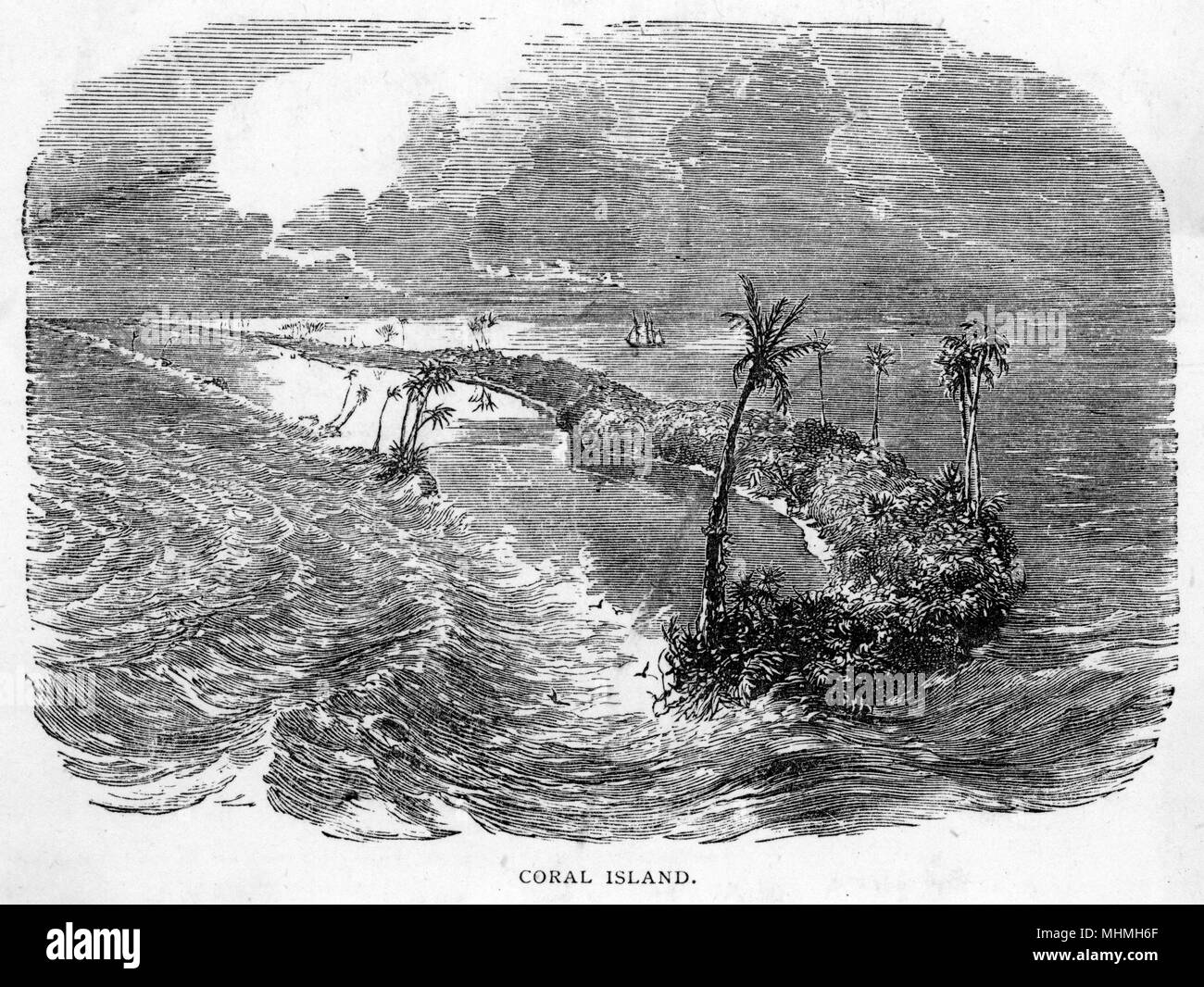 Coral Island, off Pitcairn Island, where the mutineers settled       Date: 1789 Stock Photo