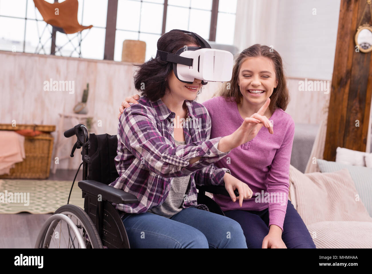 Gay Disabled Woman And Girl Studying Vr Stock Photo Alamy