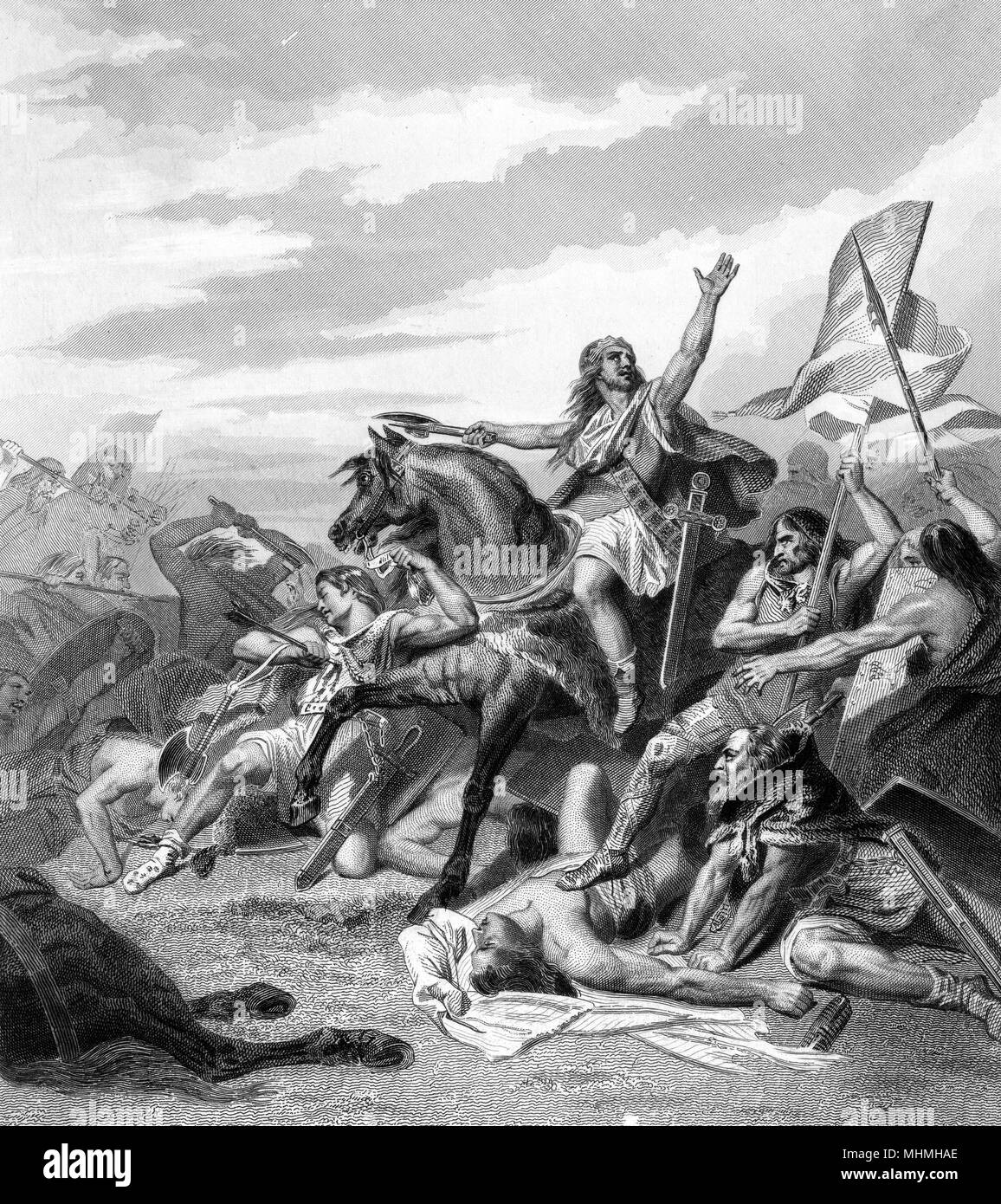 Clovis, Merovingian king of the Franks, defeats the Alemanni at TOLBIAC, near Koln, and consequently converts to Christianity as he promised his wife Clothilde     Date: December 496 Stock Photo