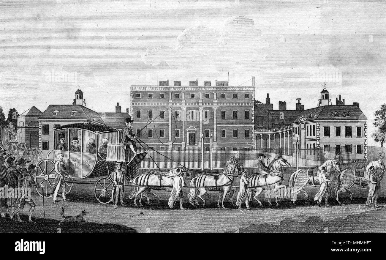 The Turkish Ambassador visits Buckingham Palace       Date: 1795 Stock Photo