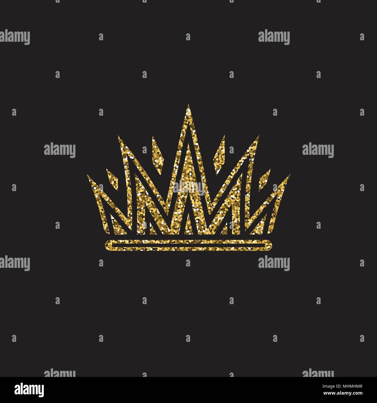 Queen crown, royal gold headdress. King golden accessory. Isolated vector illustrations. Elite class symbol on black background. Stock Vector