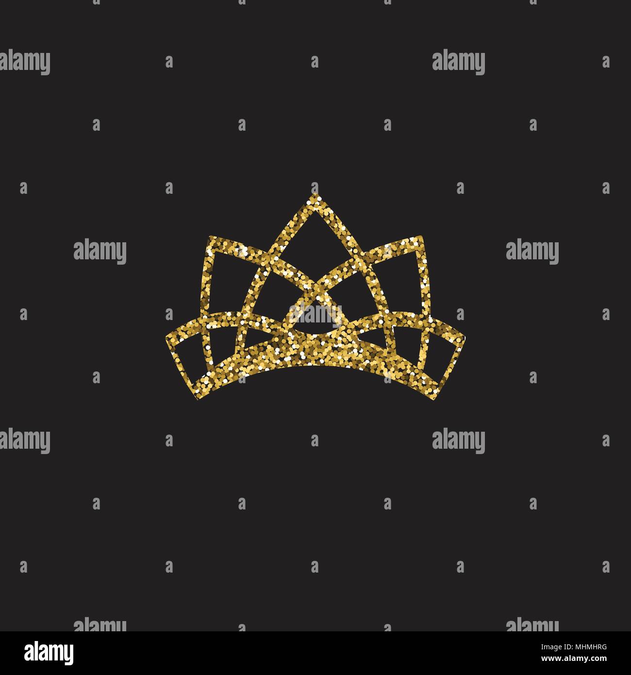 Queen crown, royal gold headdress. King golden accessory. Isolated vector illustrations. Elite class symbol on black background. Stock Vector