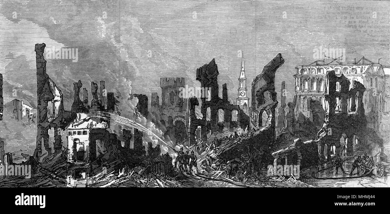 BOSTON FIRE 1872 Stock Photo