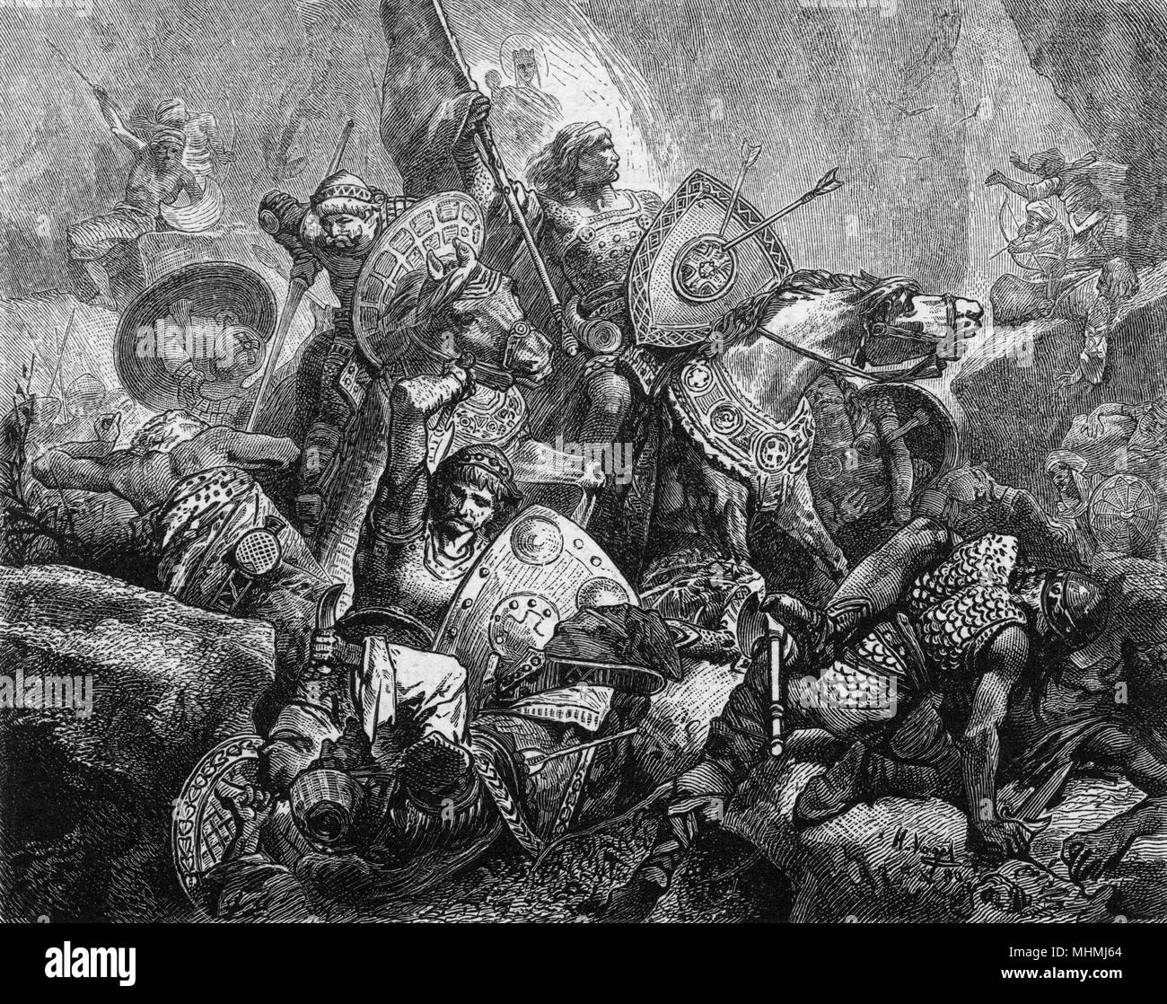 RONCEVAUX Roland and his companions are killed fighting the Moors       Date: 778 Stock Photo
