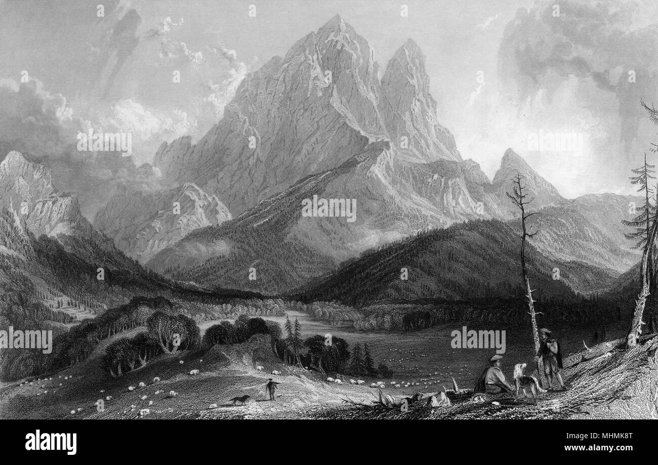 Pyrenees: Pic du Midi d'Ossau       Date: circa 1835 Stock Photo