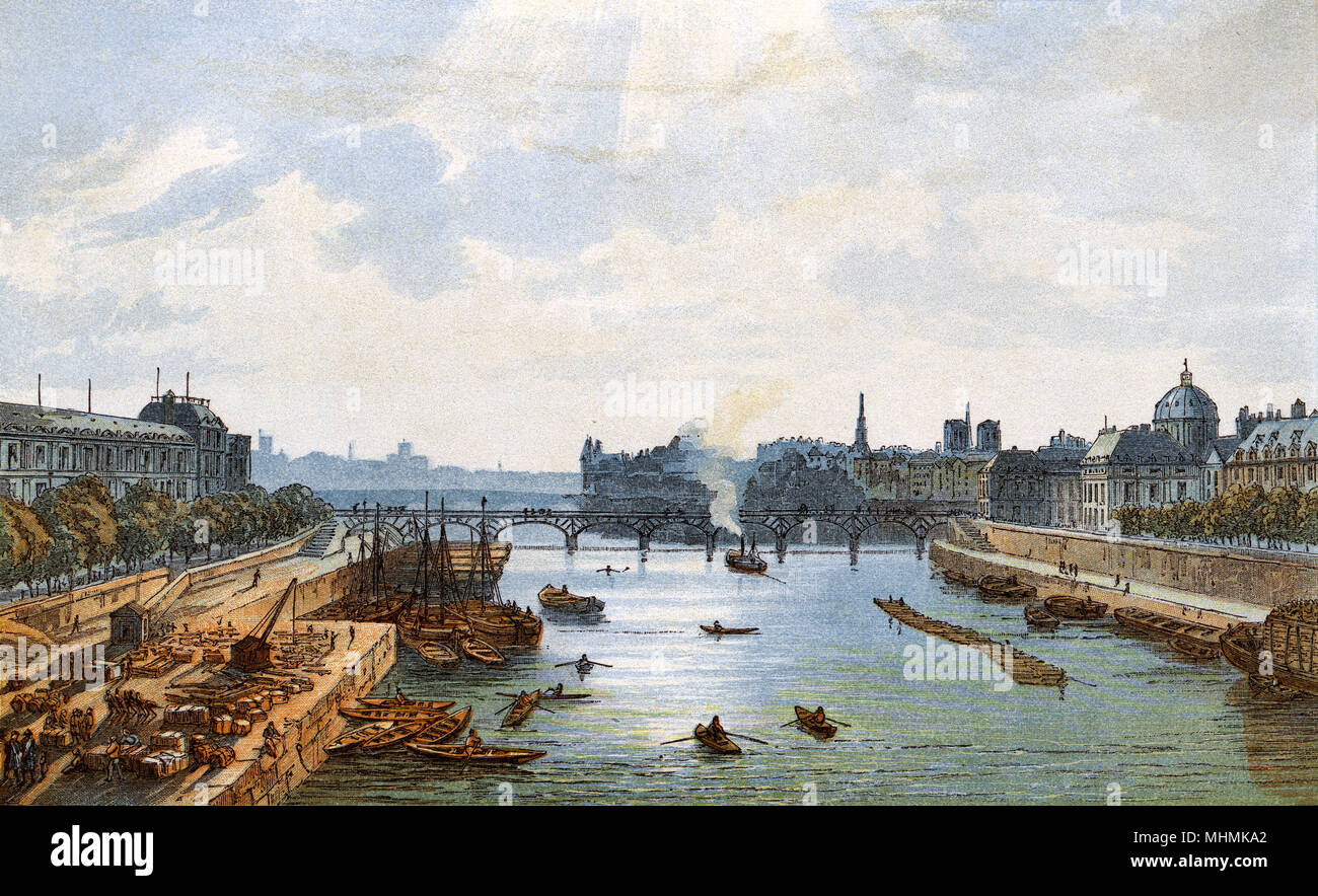 The Seine, viewed from the Pont Carrousel       Date: 1871 Stock Photo