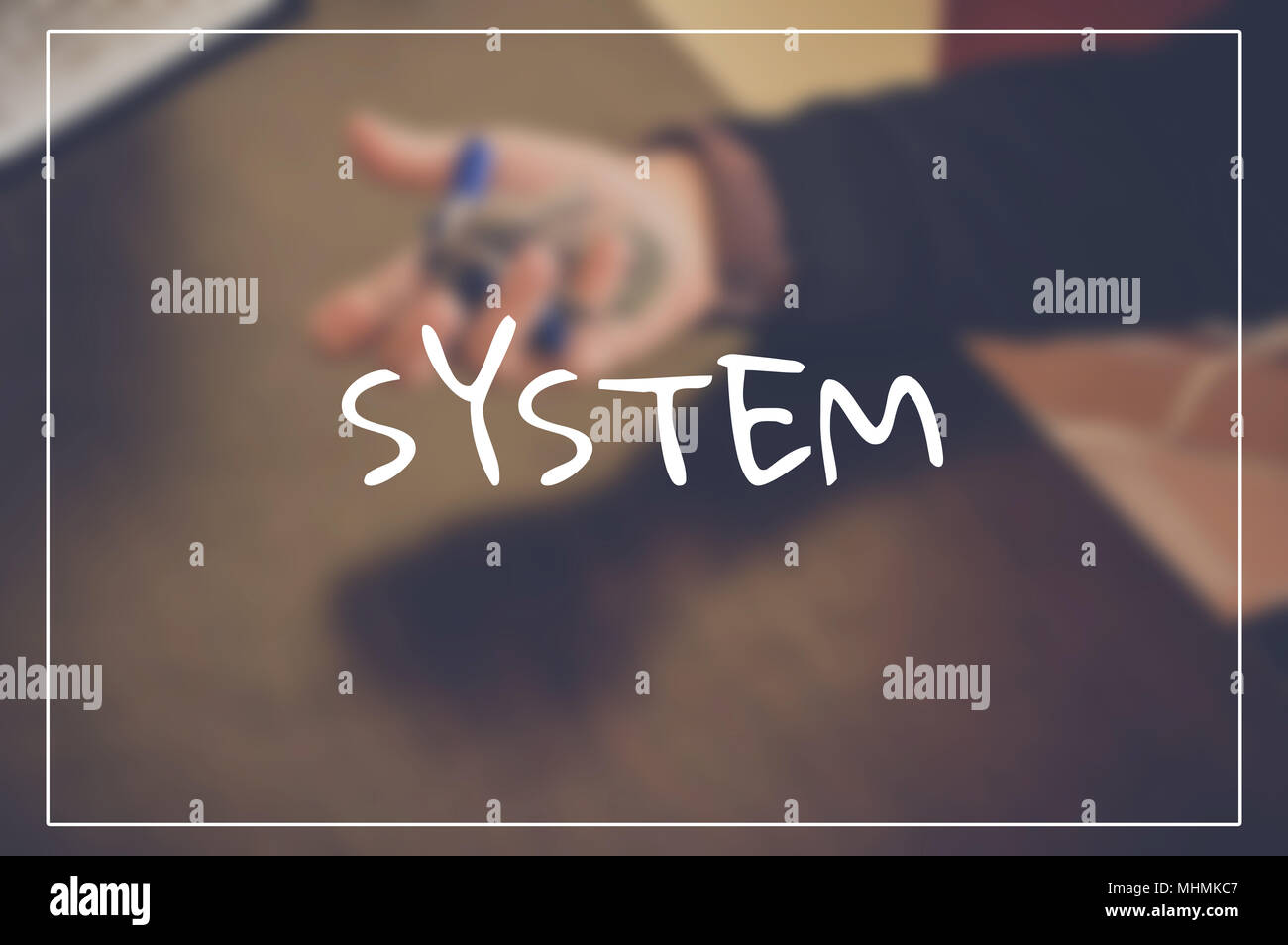 System word with business blurring background Stock Photo - Alamy