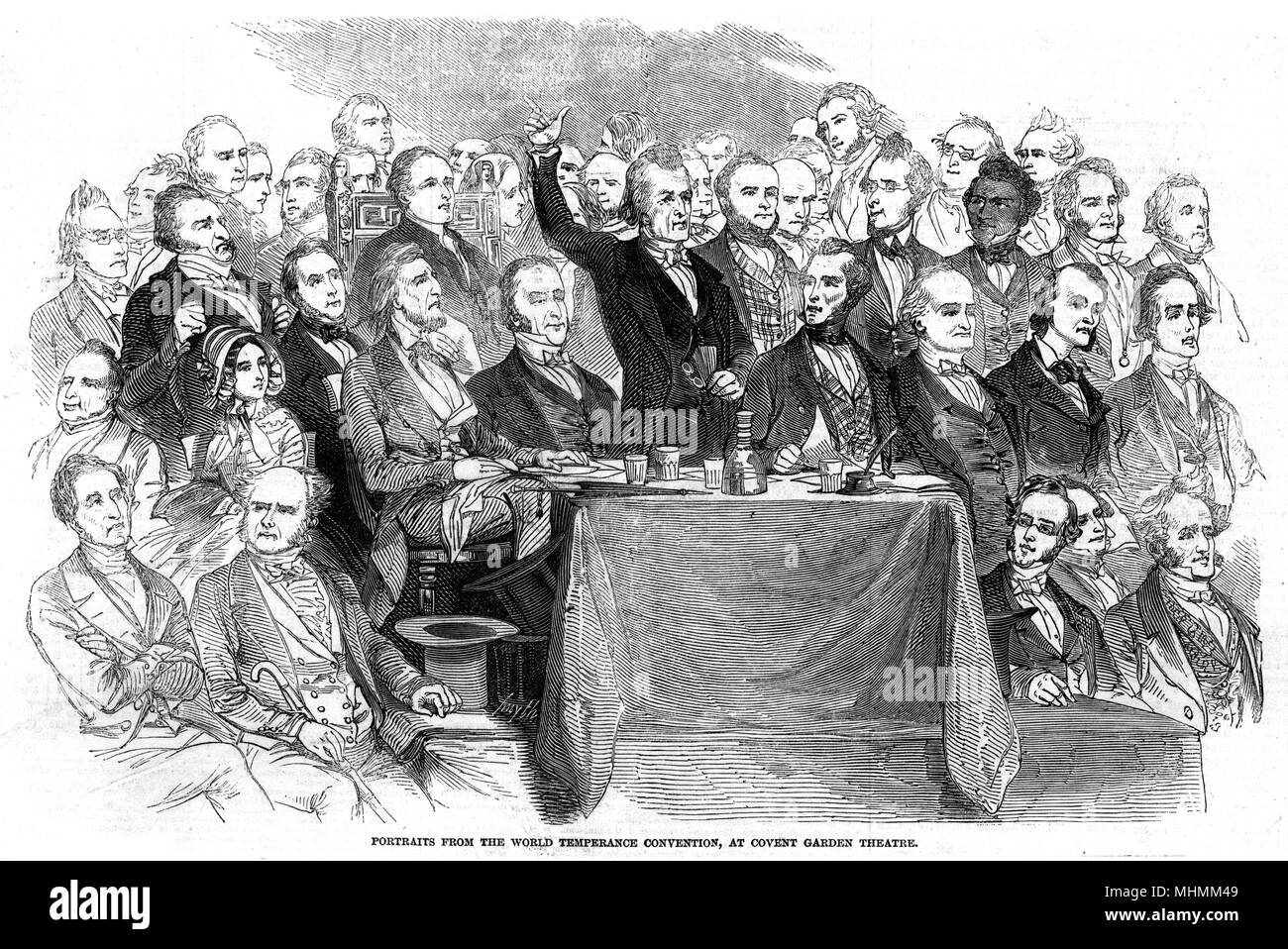 A scene at the World Temperance Convention, held at the Covent Garden Theatre, London.      Date: 1846 Stock Photo
