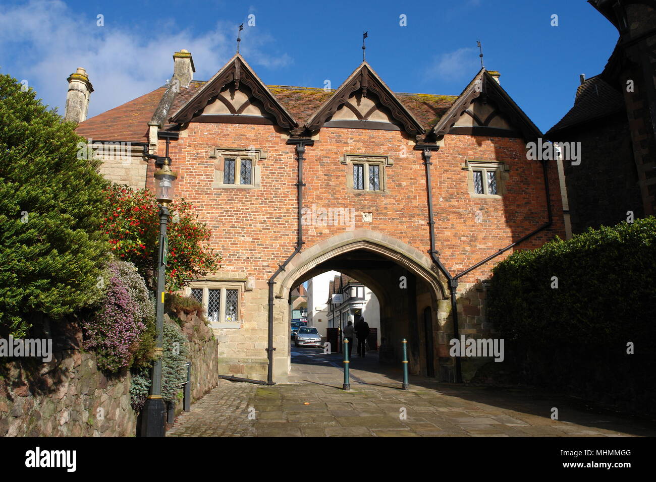 The Priory Gateway, Great Malvern Stock Photo