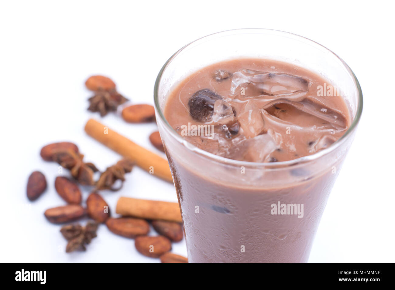 Iced cocoa or coffee isolated on white background Stock Photo Alamy
