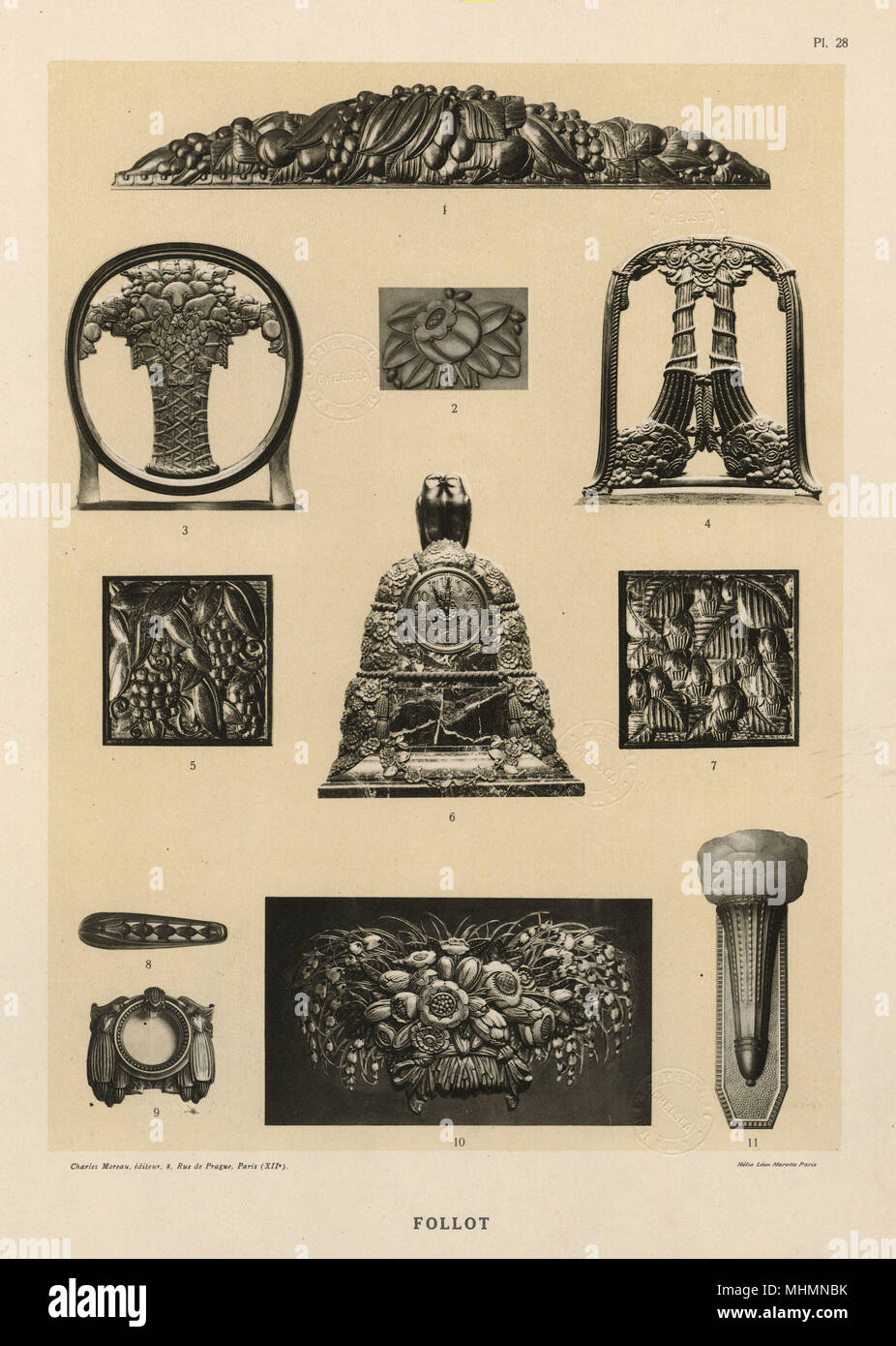 Examples of basrelief sculpture by Paul Follot Stock Photo Alamy