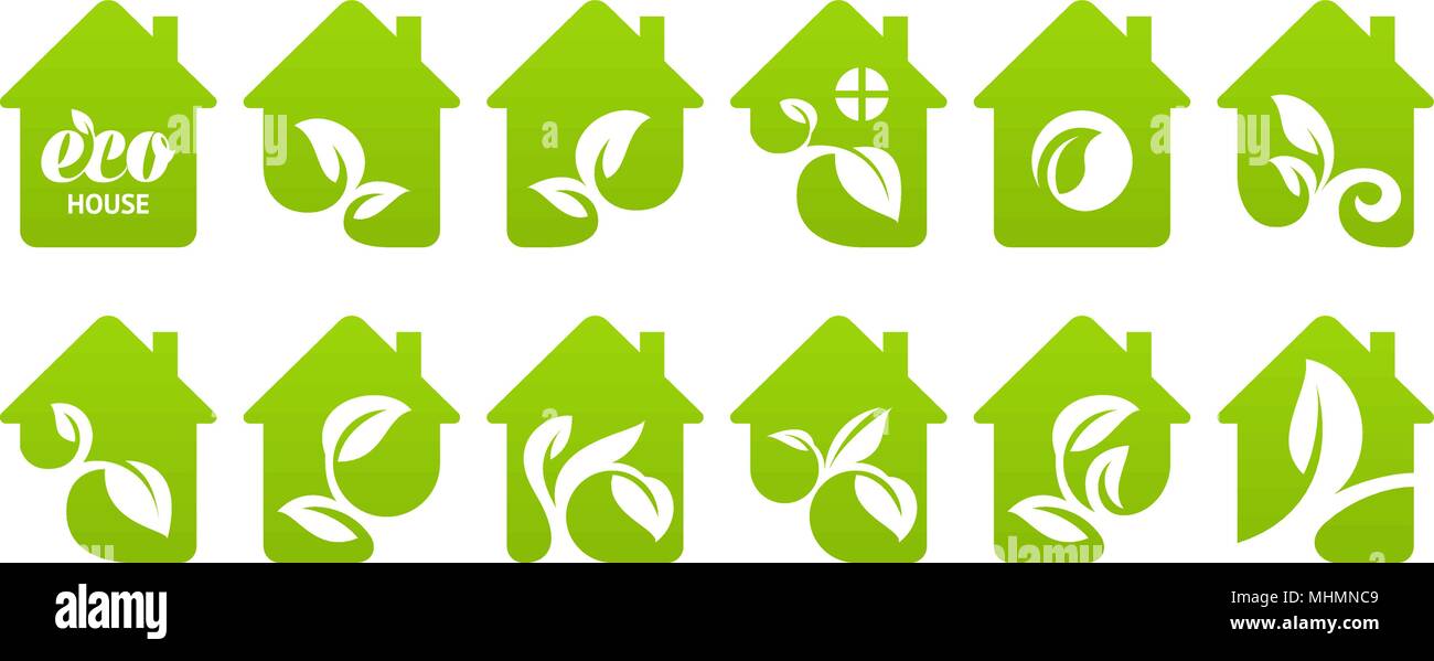 Icon set. Eco house Stock Vector