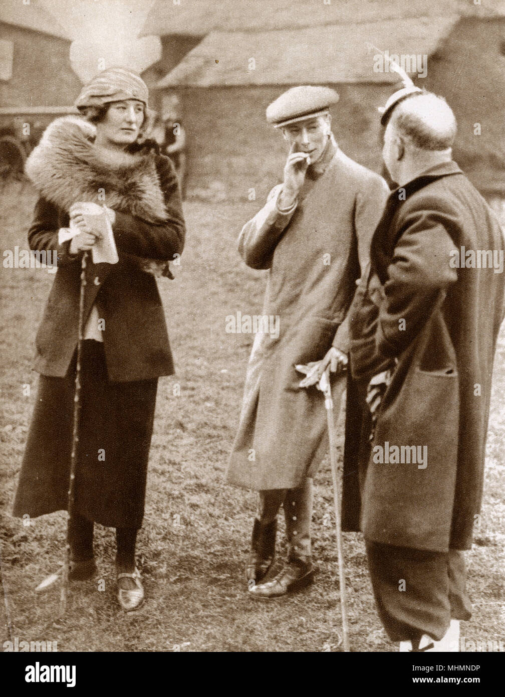 Prince Albert, Duke of York (future King George VI) (1895-1952) - having a  cigarette whilst sharing a bit of local gossip with 'Old Smiler' (a  character present at most hunt meetings) and