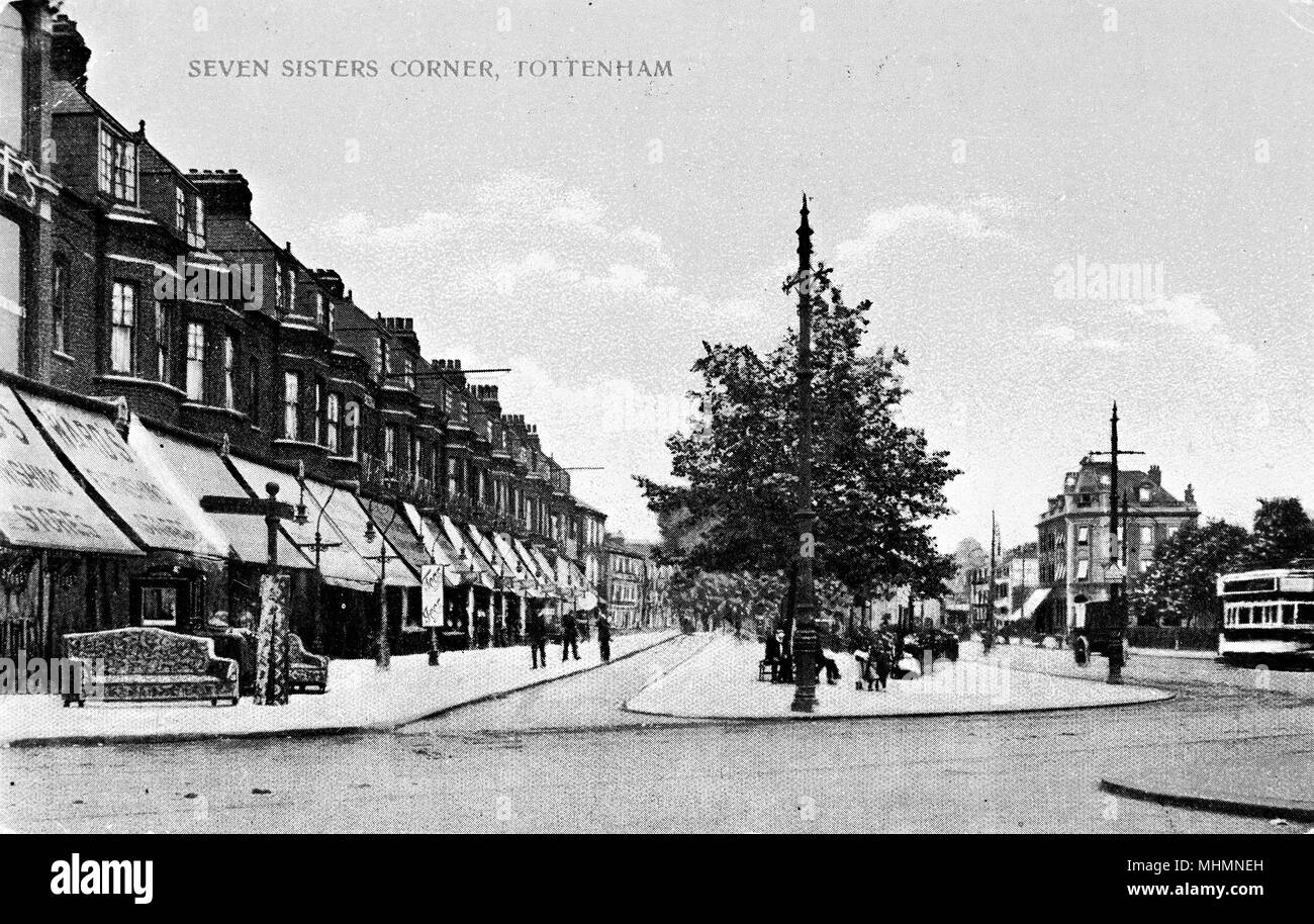 Seven Sisters Corner, Tottenham, North London. Date circa 1900s Stock