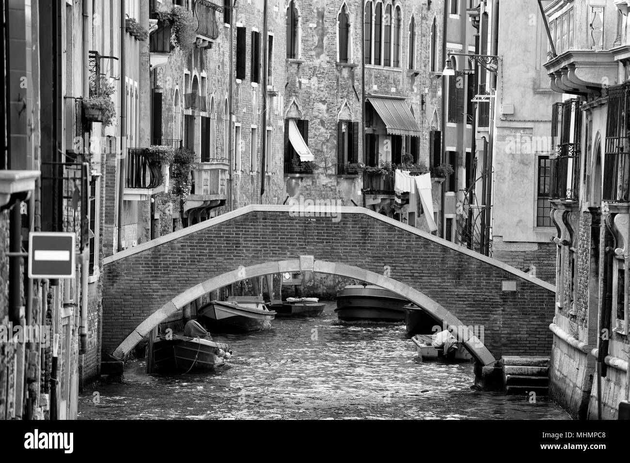 venice canals view in black and white Stock Photo - Alamy
