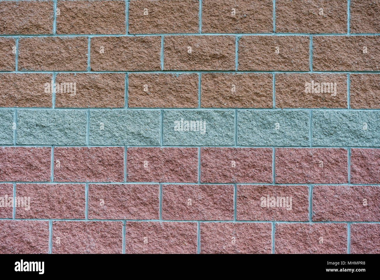 red grey orange brick wall background Stock Photo