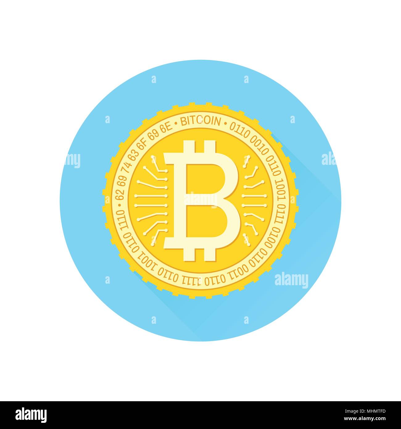 Bitcoin flat Icon on the white background. Vector illustration. Virtual electronic currency. Stock Vector