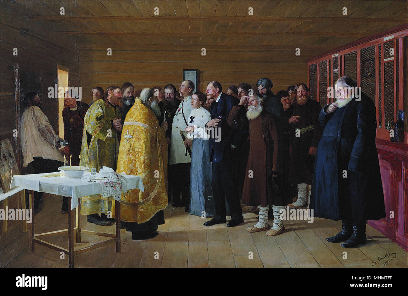 Orlov Nikolai - Consecration of a State Dram Shop (the Blessing of the Vodka Shop) Stock Photo