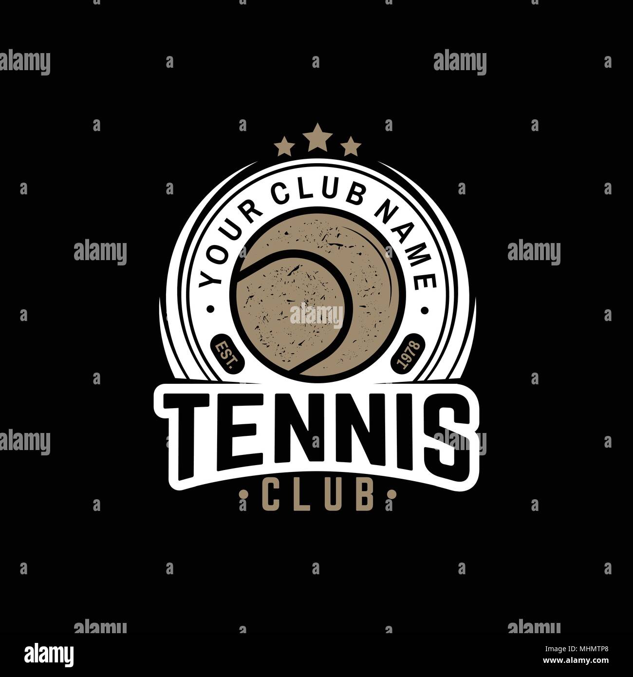 Tennis club. Vector illustration. Concept for shirt, print, stamp or tee. Vintage typography design with tennis ball silhouette. Stock Vector