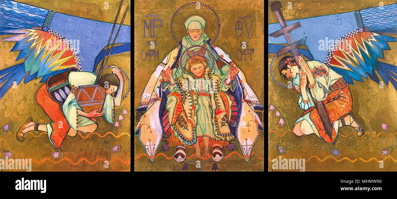 Sichulski Kazimierz - Hutsul Madonna Mother of God (Adoration of the Shepherds) Stock Photo