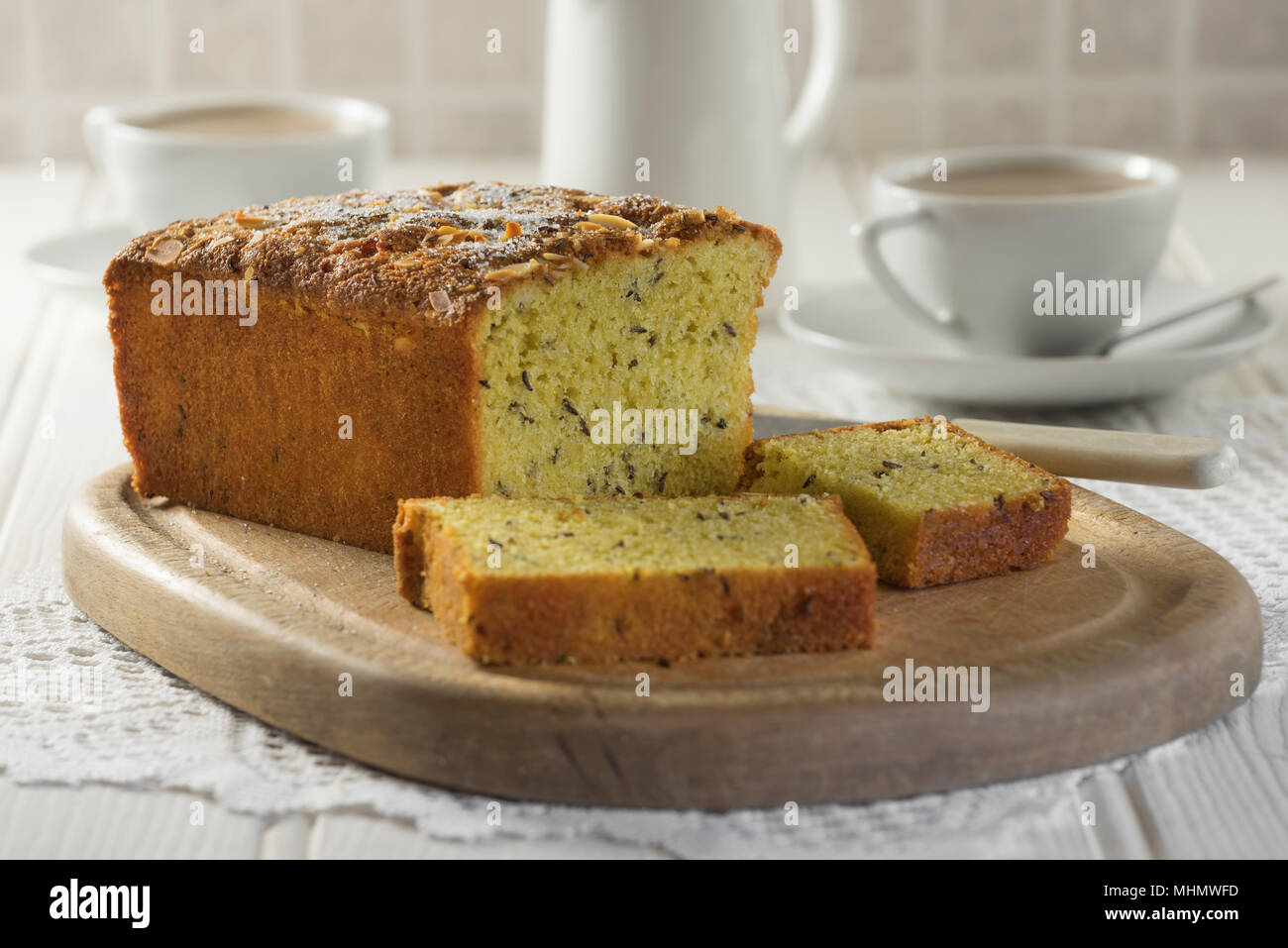 Seed cake. Traditional cake with caraway seeds. UK Food Stock Photo Alamy