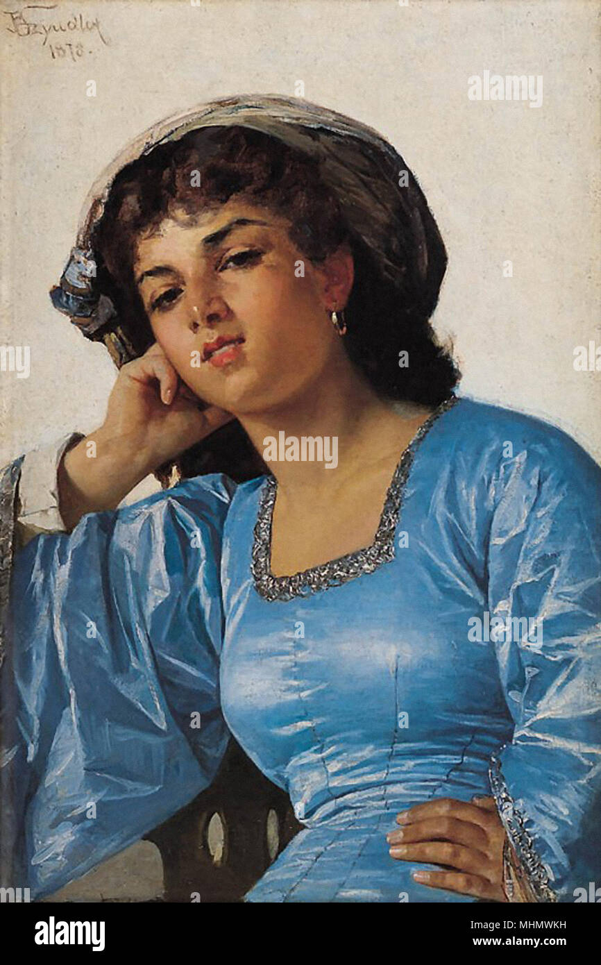 Girl in a blue dress painting hi-res stock photography and images - Alamy