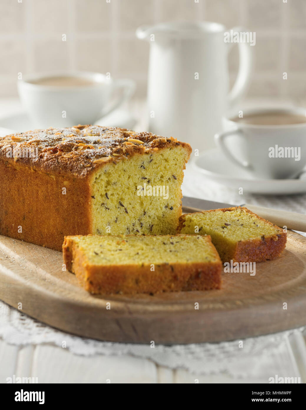 Seed cake. Traditional cake with caraway seeds. UK Food Stock Photo Alamy