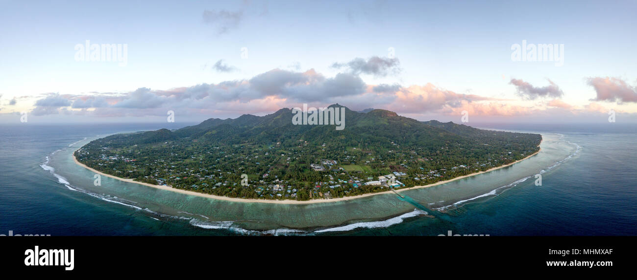 Rarotonga Polynesia Cook Islands tropical paradise aerial view panorama ...