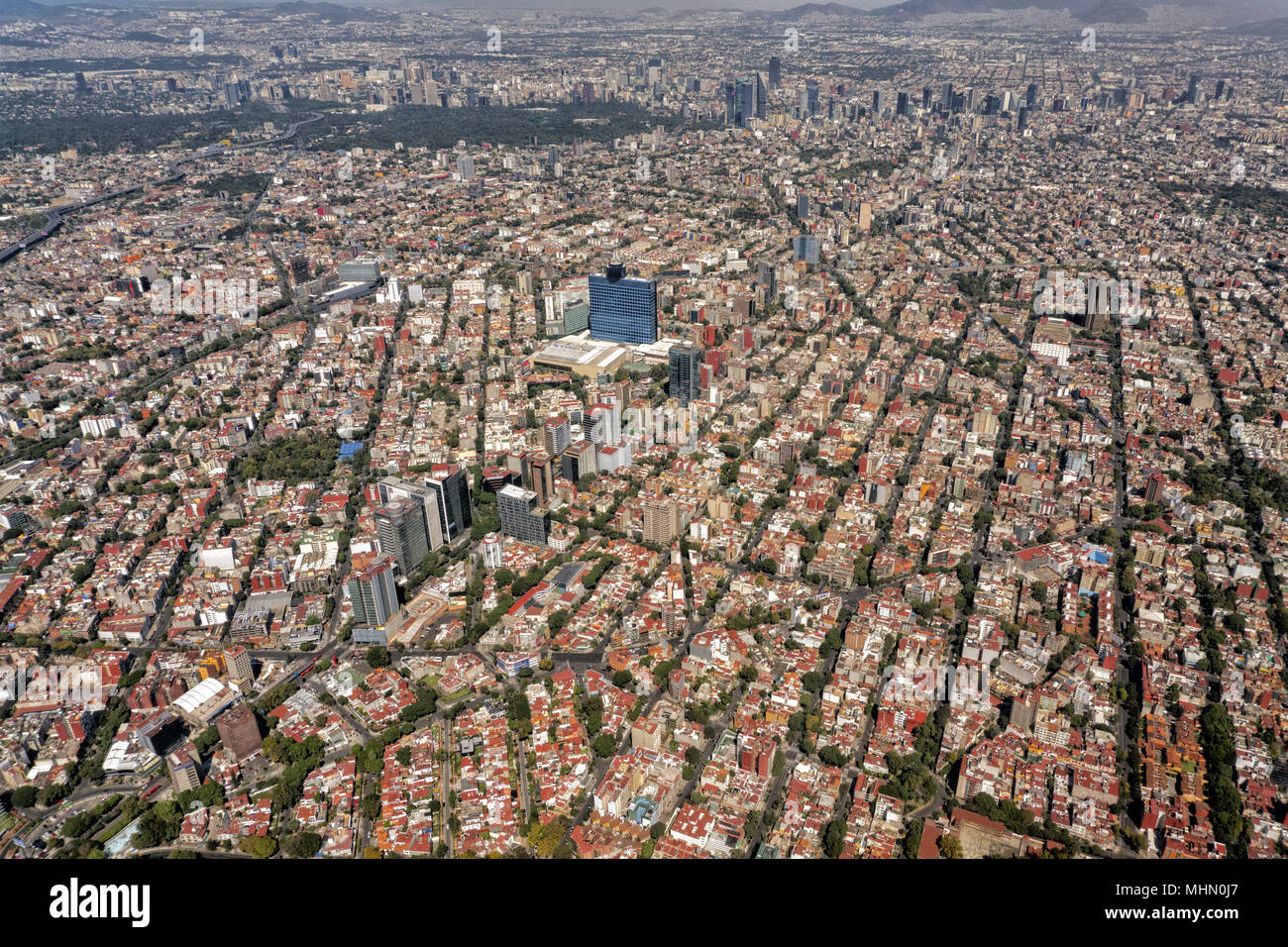 mexico city aerial view landscape from airplane Stock Photo - Alamy
