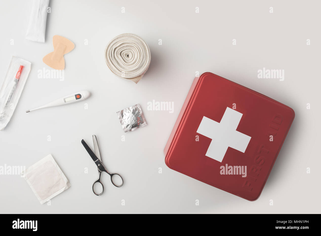 firstaid kit with medical supplies Stock Photo Alamy