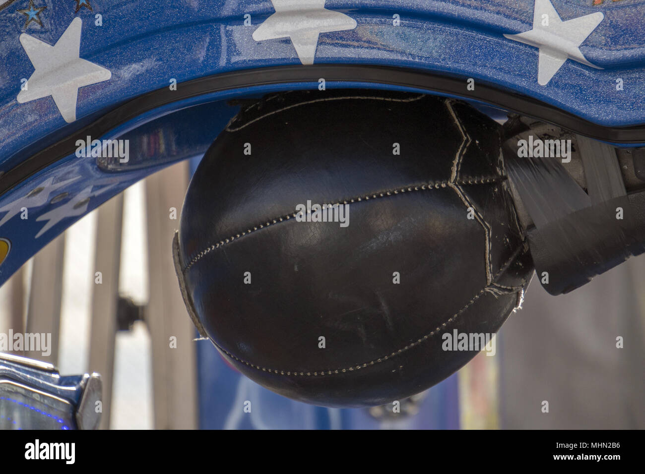 Punching machine in an amusement park Stock Photo - Alamy
