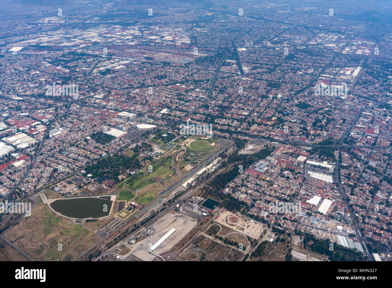 mexico city aerial view landscape from airplane Stock Photo - Alamy